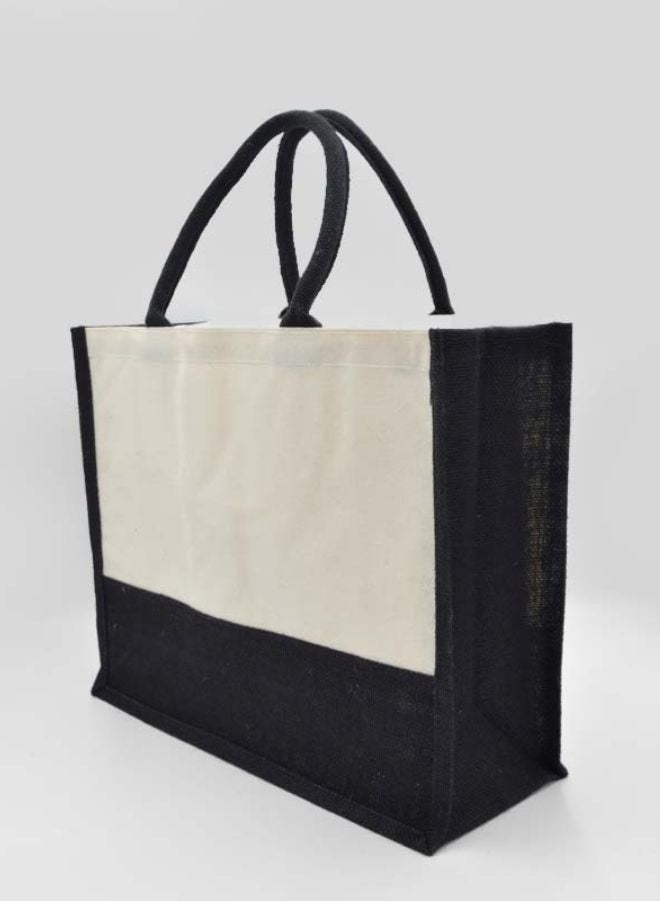 Fatio Set of 10 Jute Bags with Cream Canvas – Eco-Friendly Reusable Tote Bags - Image 1